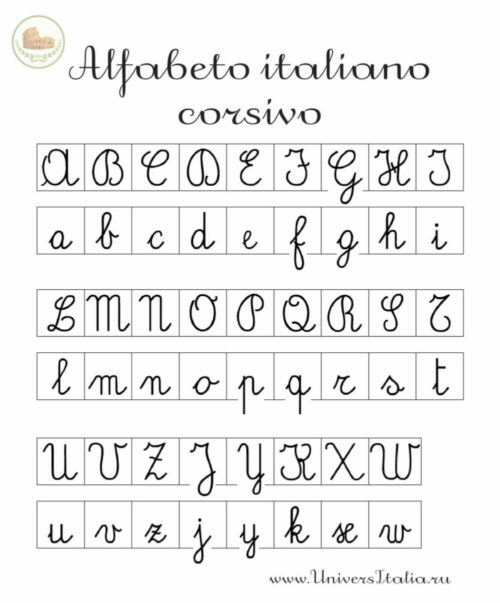 Alfabeto italiano corsivo